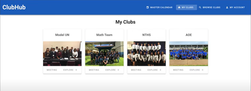Pictured: the My Clubs page of ClubHub.